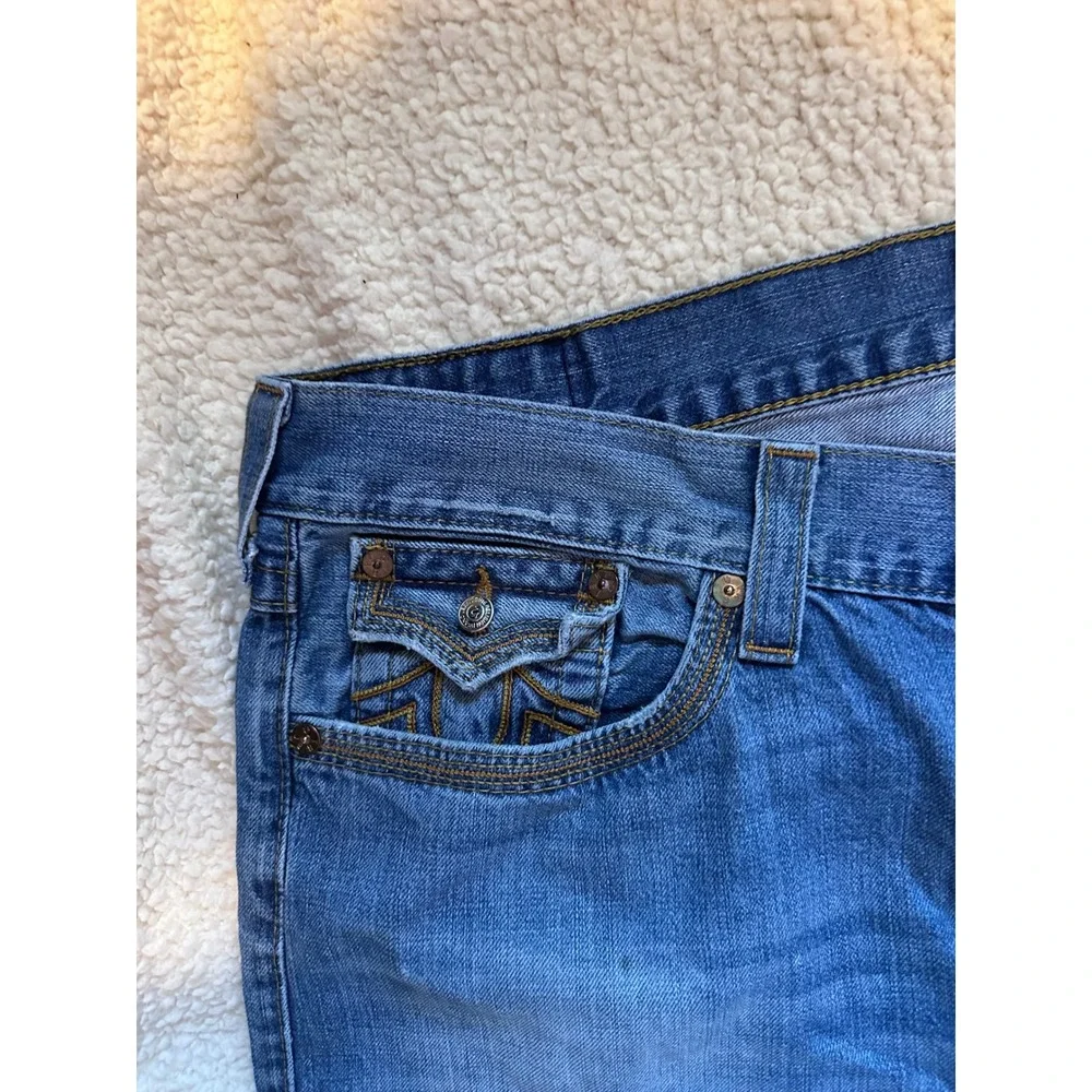 True Religion Mens Straight Leg Jeans Blue Denim Made in USA Size 42x32